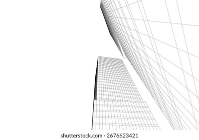 Abstract architectural buildings 3d rendering