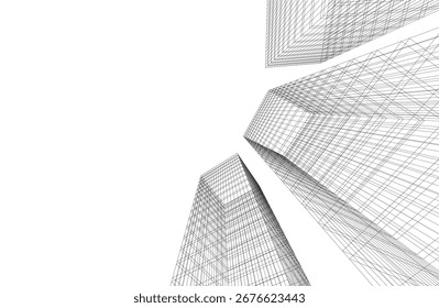 Abstract architectural buildings 3d rendering