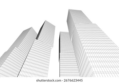 Abstract architectural buildings 3d rendering