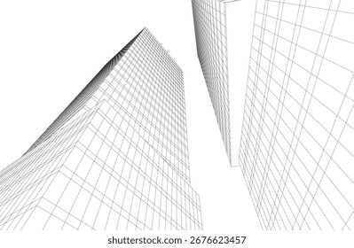 Abstract architectural buildings 3d rendering