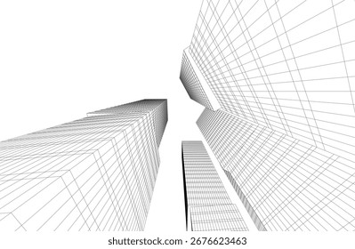 Edifícios arquitetônicos abstratos renderização 3d
