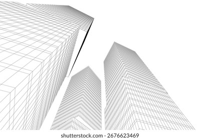 Abstrakte Architekturgebäude 3D-Darstellung