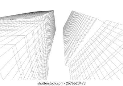 Abstract architectural buildings 3d rendering