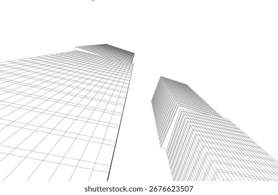 Abstract architectural buildings 3d rendering