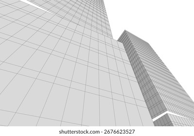 Edifícios arquitetônicos abstratos renderização 3d