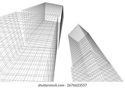Abstract architectural buildings 3d rendering