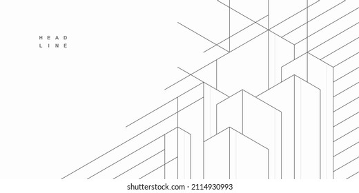 Abstract architectural construction. Geometric technological background.