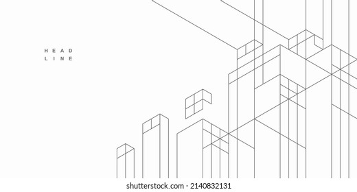 Abstract architectural construction. Geometric technological background.