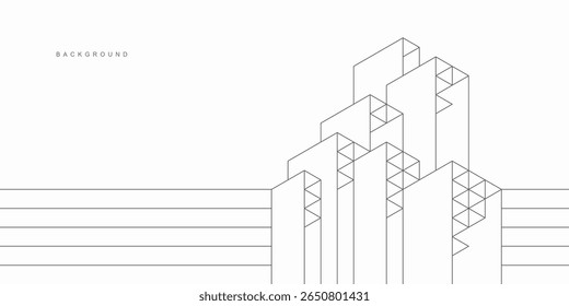 Abstract architectural construction. Geometric technological background.