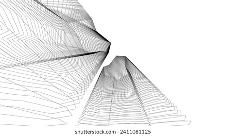 Abstraktes architektonisches Design 3D-Darstellung
