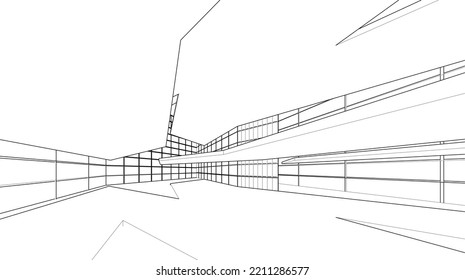 Abstract architectural design vector 3d drawing