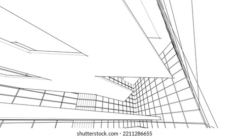 Abstract architectural design vector 3d drawing