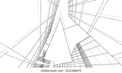 Abstract architectural design vector 3d drawing