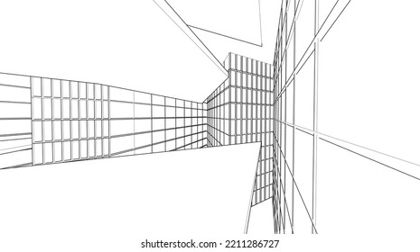Abstract architectural design vector 3d drawing