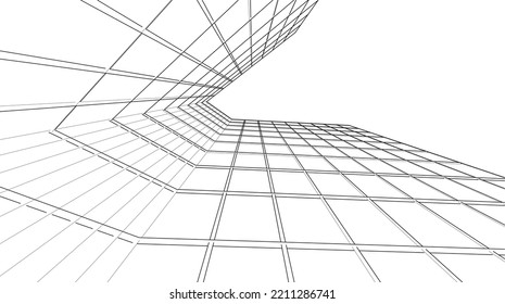 Abstract architectural design vector 3d drawing