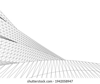 abstract architectural drawing 3d illustration
