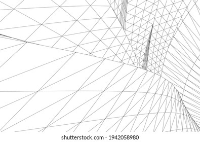 abstract architectural drawing 3d illustration