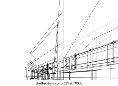 abstract architectural drawing 3d illustration