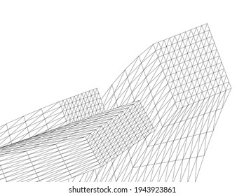 dibujo arquitectónico abstracto ilustración 3d