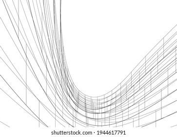 abstract architectural drawing 3d illustration