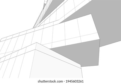 abstrakte Architekturzeichnung 3D-Illustration