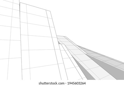 abstract architectural drawing 3d illustration