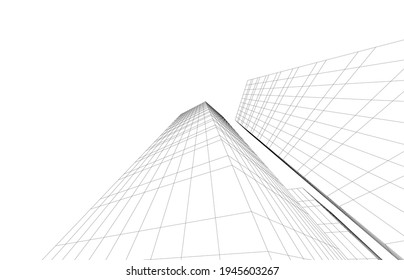 abstract architectural drawing 3d illustration