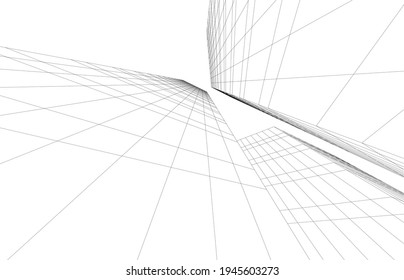 abstract architectural drawing 3d illustration