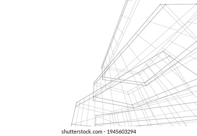 dibujo arquitectónico abstracto ilustración 3d