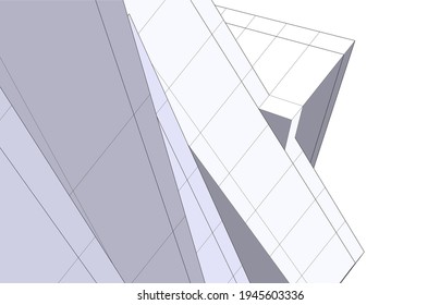 abstrakte Architekturzeichnung 3D-Illustration