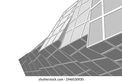 Abstrakte architektonische Zeichnung 3D-Illustration