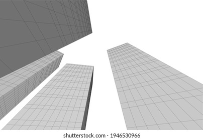 Abstract architectural drawing 3d illustration