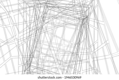 Abstract architectural drawing 3d illustration