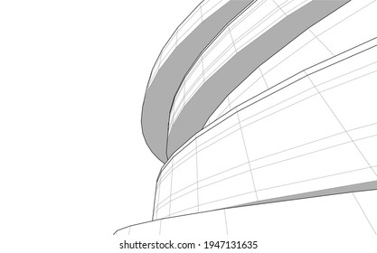 abstract architectural drawing 3d illustration