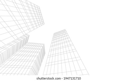 abstract architectural drawing 3d illustration