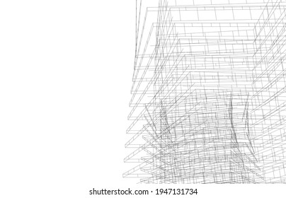 abstract architectural drawing 3d illustration