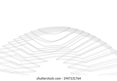 dibujo arquitectónico abstracto ilustración 3d