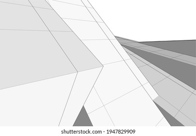 abstract architectural drawing 3d illustration