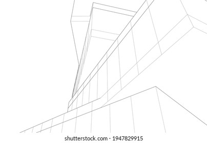 dibujo arquitectónico abstracto ilustración 3d