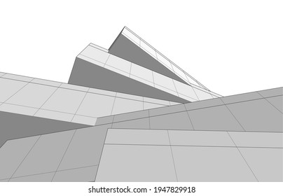 abstract architectural drawing 3d illustration
