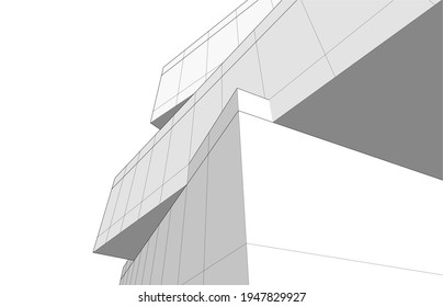 abstract architectural drawing 3d illustration