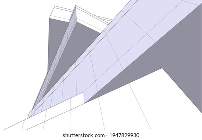 dibujo arquitectónico abstracto ilustración 3d
