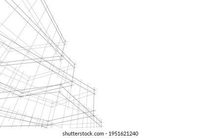 abstract architectural drawing 3d illustration