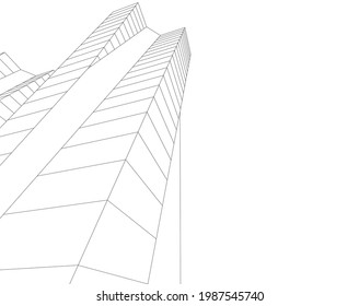 abstrakte Architekturzeichnung 3D-Illustration
