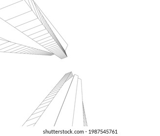 abstract architectural drawing 3d illustration