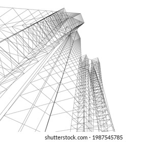 dibujo arquitectónico abstracto ilustración 3d