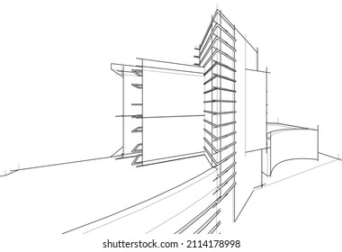 Abstrakte architektonische Zeichnung 3D-Illustration