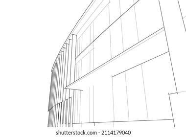 Abstract architectural drawing 3d illustration