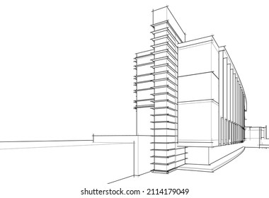 Abstrakte architektonische Zeichnung 3D-Illustration