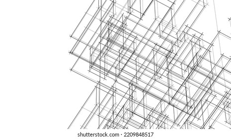 Abstrakte architektonische Zeichnung 3D-Illustration